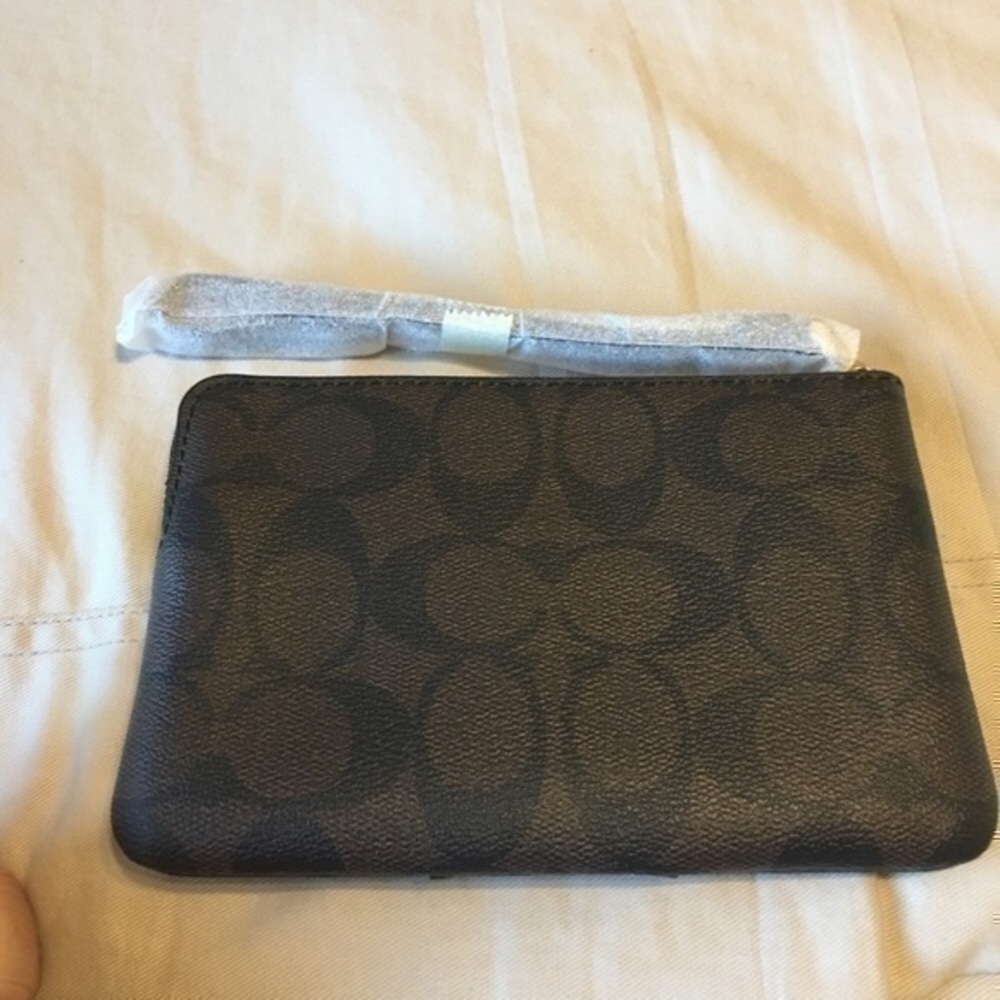 Coach black and brown signature coated canvas wristlet NWT - Picture 12 of 16